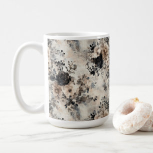 Vintage Watercolor Roses in Beige, Black, Cream Coffee Mug