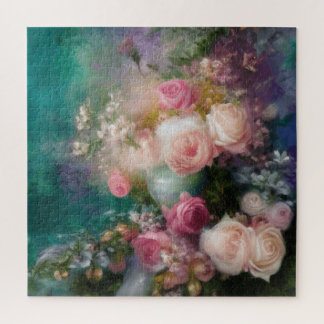 Vintage Watercolor Roses Painted In All Colours Jigsaw Puzzle