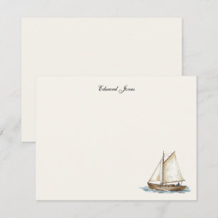 Vintage watercolor Sailboat Yacht Thank You Card