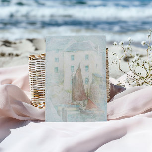 Vintage Watercolor Sailboats in the Harbour  Postcard