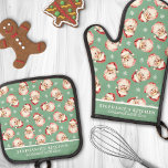 Vintage Watercolor Santa Green Christmas Custom Oven Mitt & Pot Holder Set<br><div class="desc">Celebrate the holiday season with this charming oven mitt and pot holder set featuring a vintage watercolor Santa pattern on a festive green background. Perfect for adding a nostalgic touch to your kitchen, this set is both decorative and practical. Customise it with your name or a special message to make...</div>