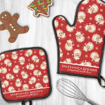 Vintage Watercolor Santa Red Christmas Custom Oven Mitt & Pot Holder Set<br><div class="desc">Celebrate the holiday season with this charming oven mitt and pot holder set featuring a vintage watercolor Santa pattern on a festive red background. Perfect for adding a nostalgic touch to your kitchen, this set is both decorative and practical. Customise it with your name or a special message to make...</div>