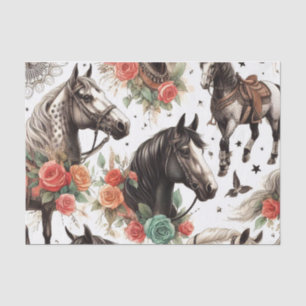 Vintage Watercolor Seamless Horse Painting Tissue Paper