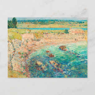 Vintage Watercolor Seaside Beach Cliff Art Postcard