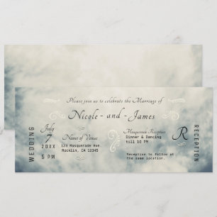 Vintage Watercolor Sky Abstract Modern Wedding Invitation