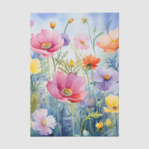 Vintage Watercolor Spring Floral Decoupage Tissue Paper