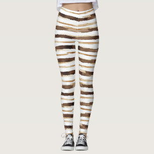 Vintage Watercolor Striped -Earthy Coffee Tones(2) Leggings