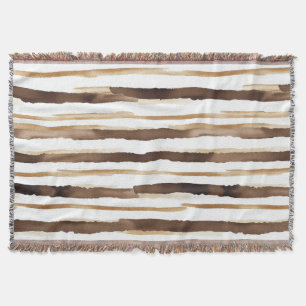 Vintage Watercolor Striped -Earthy Coffee Tones(2) Throw Blanket