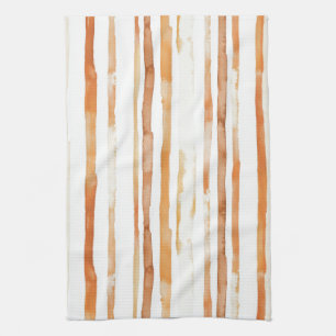 Vintage Watercolor Striped -Earthy Coffee Tones(4) Tea Towel