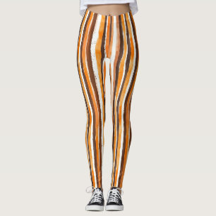 Vintage Watercolor Striped -Earthy Coffee Tones(5) Leggings