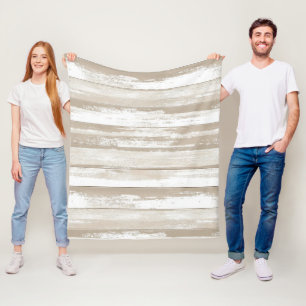 Vintage Watercolor Stripes in Grey Tones Fleece Blanket