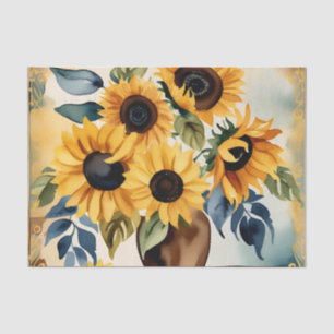 Vintage Watercolor Sunflower Tissue Paper