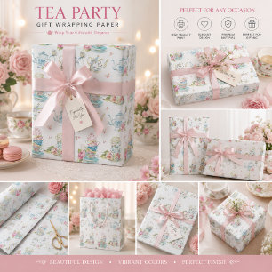 Vintage Watercolor Teacups & Teapots  Wrapping Paper