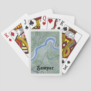 Vintage Watercolor Topographic Map Playing Cards