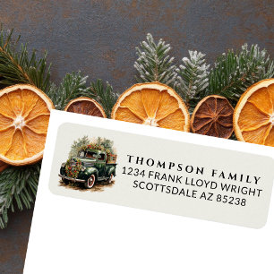 Vintage Watercolor Truck Christmas Return Address Label