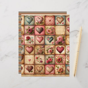 Vintage Watercolor Valentines Scrapbook Paper