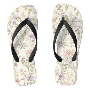 Vintage Watercolor Wildflower Seamless Pattern Thongs