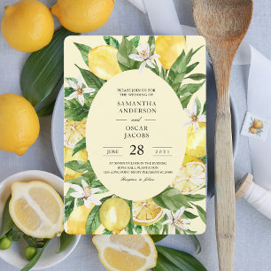 Vintage Watercolor Yellow Lemons Frame Invitation