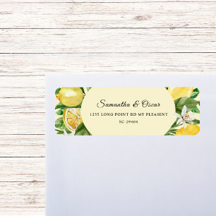 Vintage Watercolor Yellow Lemons Frame  Return Address Label