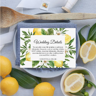 Vintage Watercolor Yellow Lemons & Leaf Frame Enclosure Card