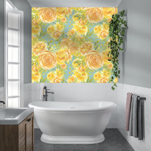 Vintage Watercolor Yellow Rose Pattern  Wallpaper