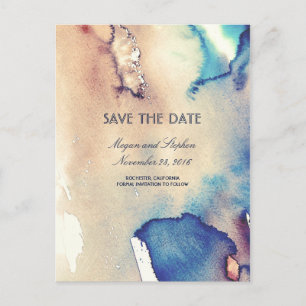 Vintage Watercolors Beach Elegant Save The Date Announcement Postcard