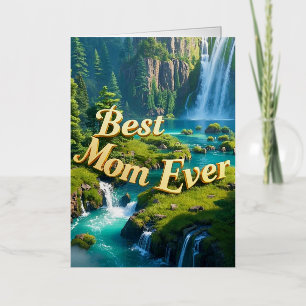 Vintage Waterfall Best Mum Ever  Foil Greeting Card