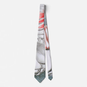 Vintage Waterlily Flowers, Waterlilies in a Pond Tie