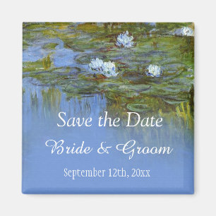 vintage waterlily save the date wedding magnet