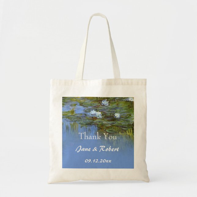 vintage waterlily wedding favour thank you tote bag (Front)