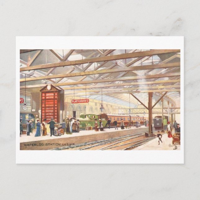 Vintage Waterloo Station (London) Postcard (Front)