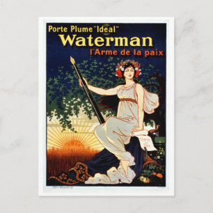 Vintage Waterman fountain pen advertising Postcard