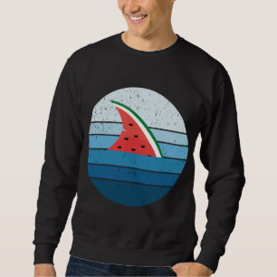 Vintage Watermelon Fruit Shark Finning Summer Vaca Sweatshirt