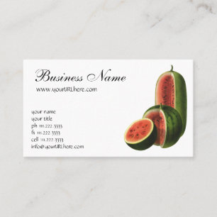 Vintage Watermelons Tall Round, Organic Food Fruit Business Card