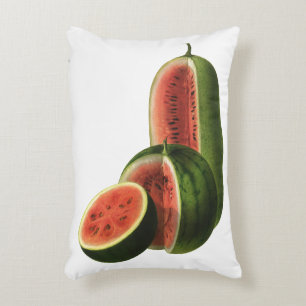 Vintage Watermelons Tall Round, Organic Food Fruit Decorative Cushion