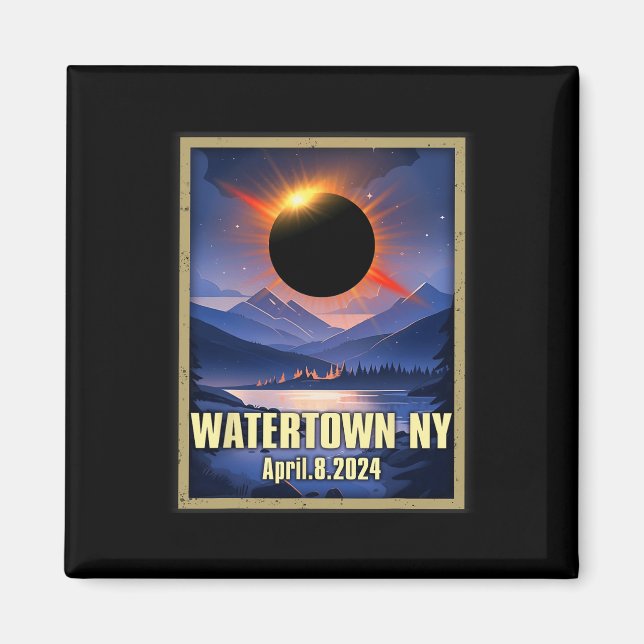 Vintage Watertown Ny Total Solar Eclipse 2024  Magnet (Front)