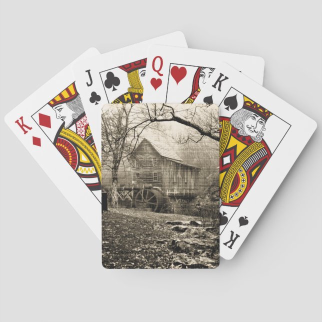 Vintage Waterwheel Playing Cards (Back)