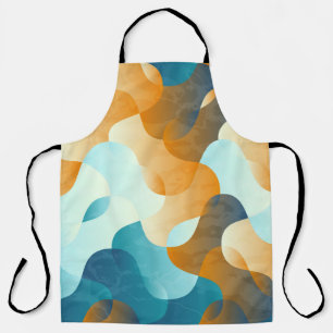 Vintage wave pattern, blue and brown. apron