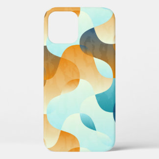Vintage wave pattern, blue and brown. iPhone 12 case