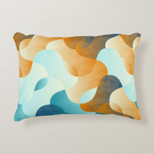 Vintage wave pattern, blue and brown. decorative cushion