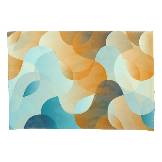 Vintage wave pattern, blue and brown. pillowcase (Front)