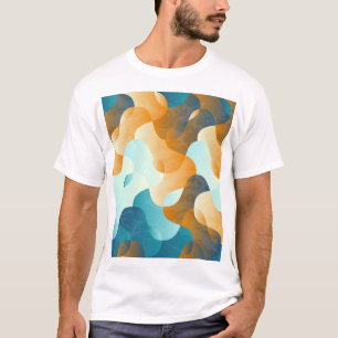 Vintage wave pattern, blue and brown. T-Shirt