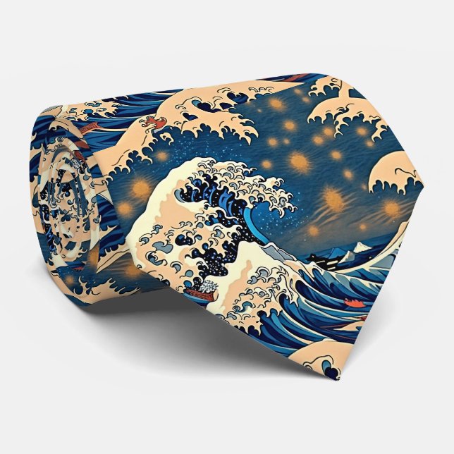 Vintage Wave Retro Aesthetic Neck Tie (Rolled)