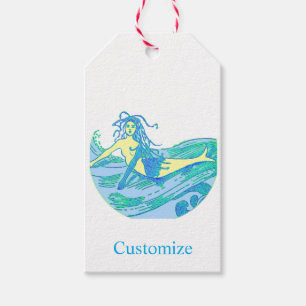Vintage Waveriding Mermaid Thunder_Cove Gift Tags