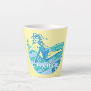 Vintage Waveriding Mermaid Thunder_Cove Latte Mug