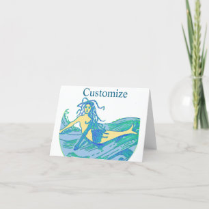 Vintage Waveriding Mermaid Thunder_Cove Thank You Card