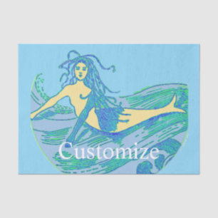 Vintage Waveriding Mermaid Thunder_Cove Tissue Paper