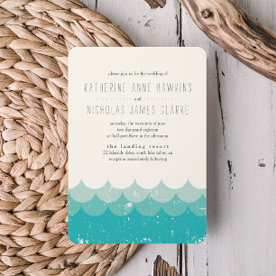 Vintage Waves Beach Wedding Invitation