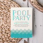 Vintage Waves Pool Party Invitation<br><div class="desc">Kick off summer with a poolside bash! Our summery pool party invitations feature distressed vintage ocean waves illustrations in cool shades of teal, turquoise and mint, with "pool party" in matching teal handwritten style typography. Add your party details using the template fields provided. Perfect for poolside birthday parties and summer...</div>