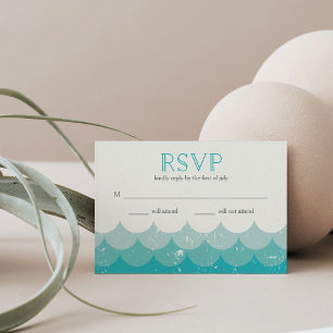 Vintage Waves Turquoise RSVP Card